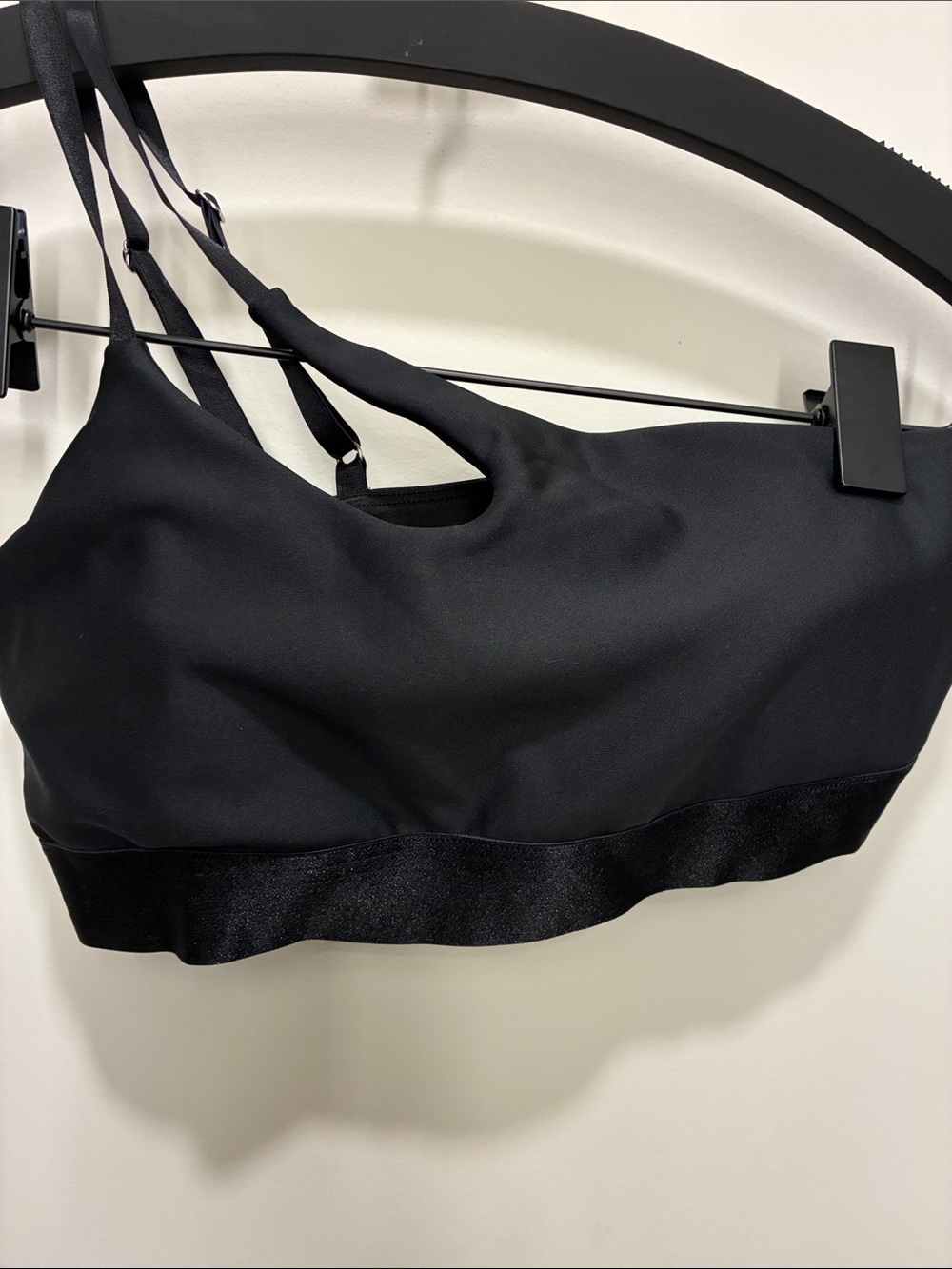 ALO black padded one shoulder sports bra